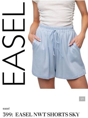 easel Light Blue Drawstring Lounge Shorts
